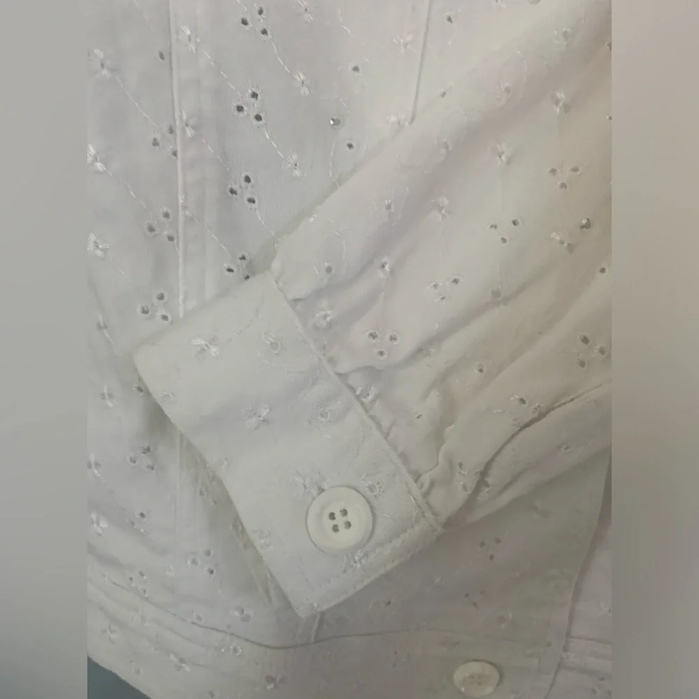 Drapers & Damon’s White Eyelet Jacket Size L Vintage Like New Shoulder Pads